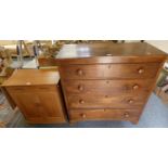 An oak four height chest of drawers, height 107cm, length 102cm, together with an oak cupboard (2).