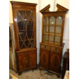 A mahogany display cabinet, the panel glazed door over a pair of drawers over cupboard doors, 60 x