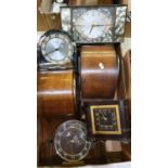 3 boxes of clocks to include, an electric Bakelite clock, a mirrored clock and other mantle and wall