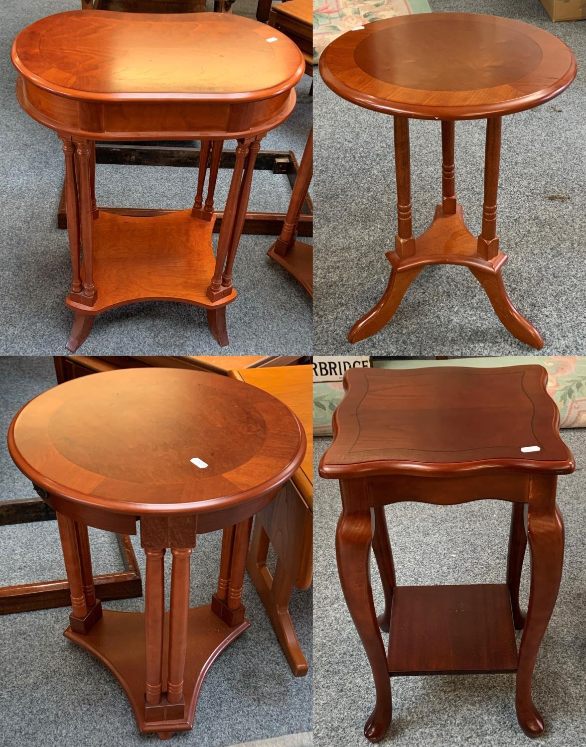 2 circular mahogany occasional tables with another two similar (4).