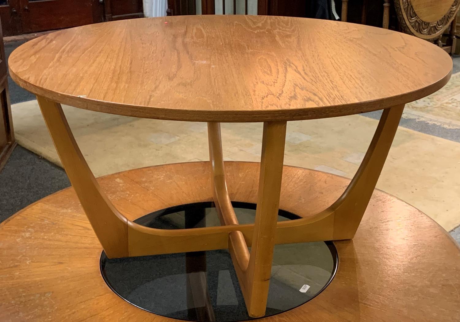 A teak circular coffee table 97 cm diameter with central glass insert together with a smaller - Image 2 of 2