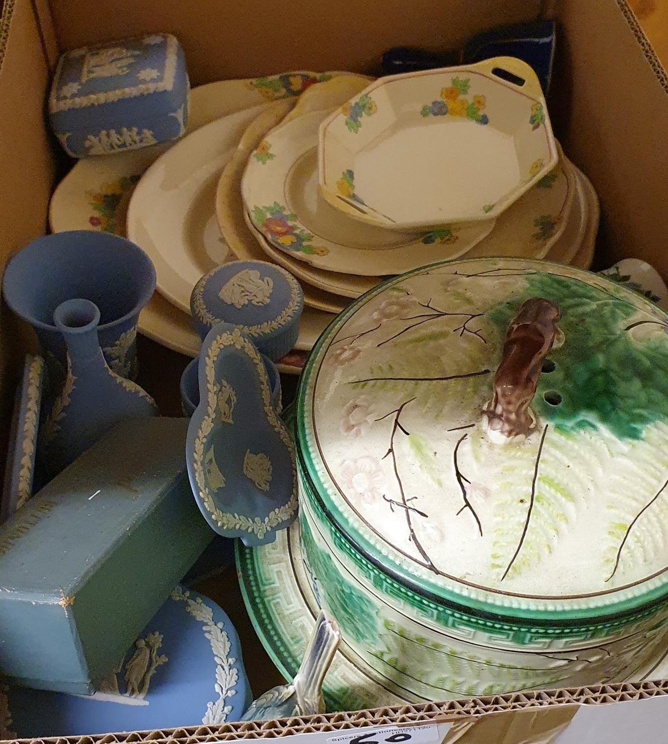 Various Royal Doulton Minden china, various Wedgwood Jasperware, a Victorian Willow pattern meat - Image 6 of 6