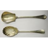 A silver Old English pattern serving spoon, Sheffield 1916 and another serving spoon, Birmingham