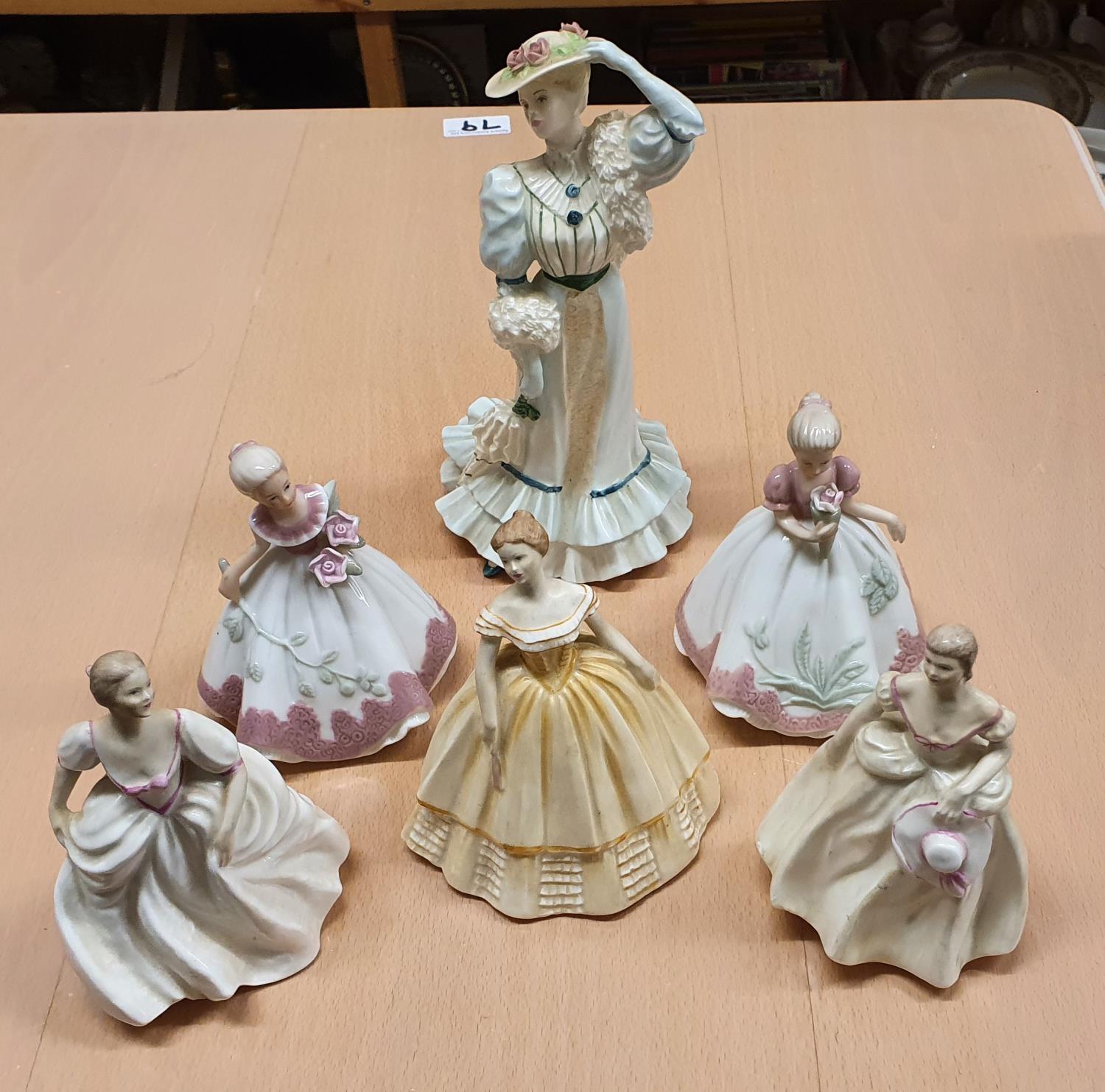 Four Coalport figurines, Beatrice, Nanette, Estella, Lydia, two by SDL, a musical pirate Toby jug, - Image 2 of 2