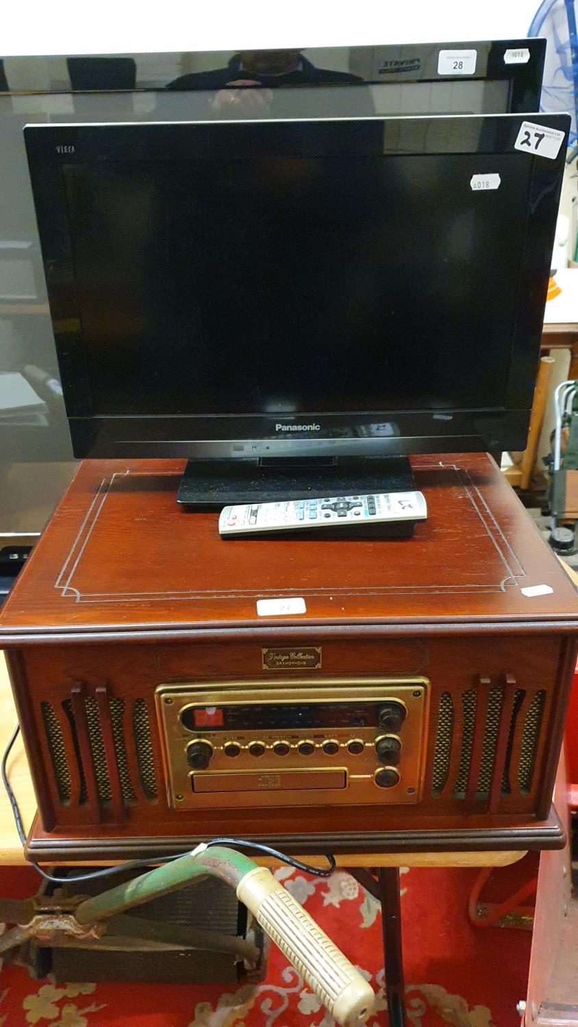 A Vintage Collection combination, record/CD/radio together with a Panasonic TX L19E3B television