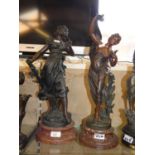 French late 19th century spelter figurines of females (2)