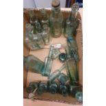 Thirty one various green glass Victorian bottles, with mainly York advertising, including Folkard