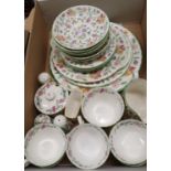 A Minton Hadden Hall tea service for 6 place settings, tea cups, saucers, side plates, 4 serving