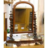 A mahogany Sutherland table, a Victorian mahogany dressing mirror with arched mirror supported by