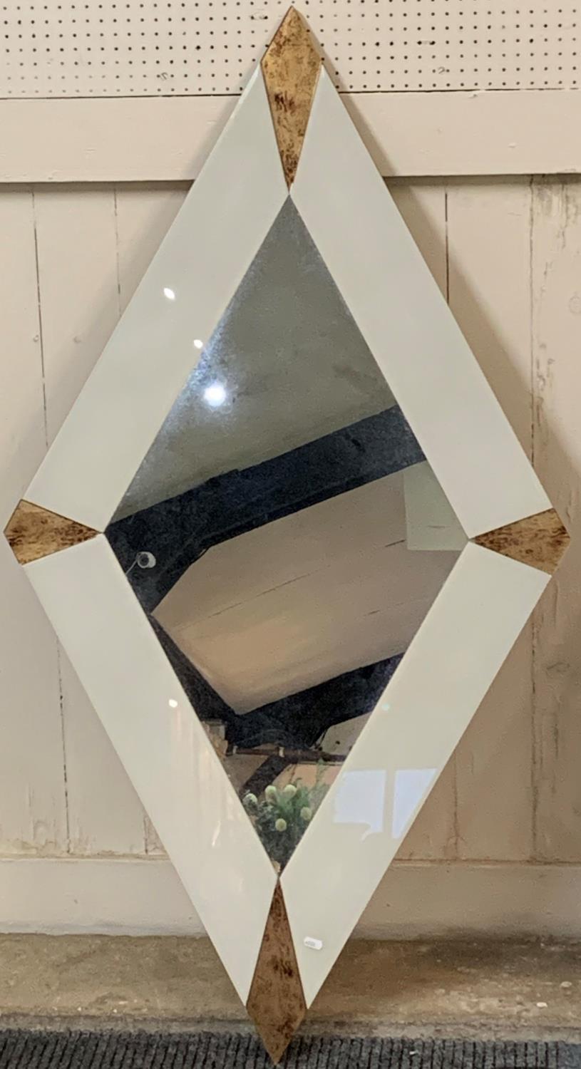 A black framed easel dressing mirror, a modern diamond shaped mirror and a rectangular mirror (3). - Image 2 of 4