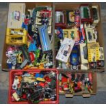 Die-cast - boxed and play worn, a large selection in 4 boxes.