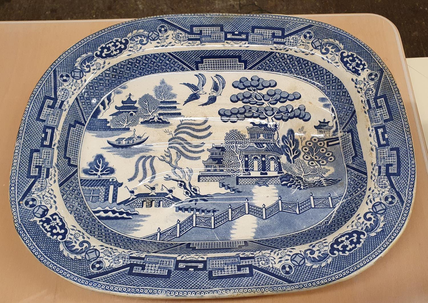 Various Royal Doulton Minden china, various Wedgwood Jasperware, a Victorian Willow pattern meat