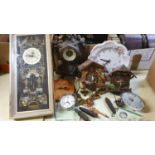 A Kersh of London watch parts quartz wall clock, two cuckoo clocks, various quartz carriage clocks