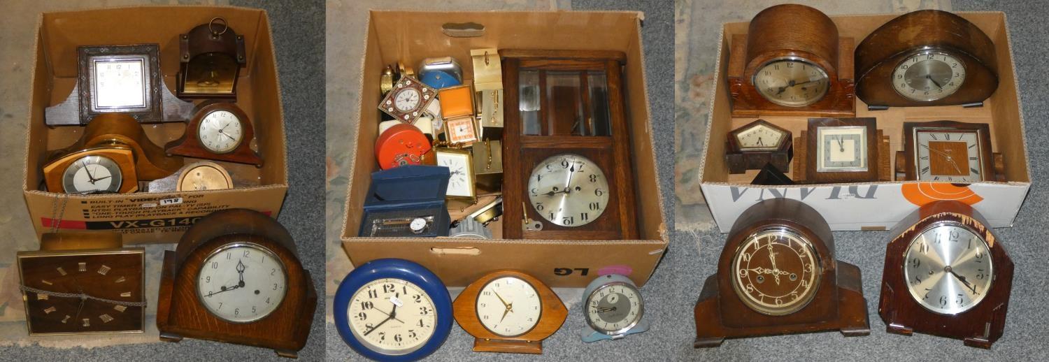 3 boxes of wall, mantle and carriage clocks (3).