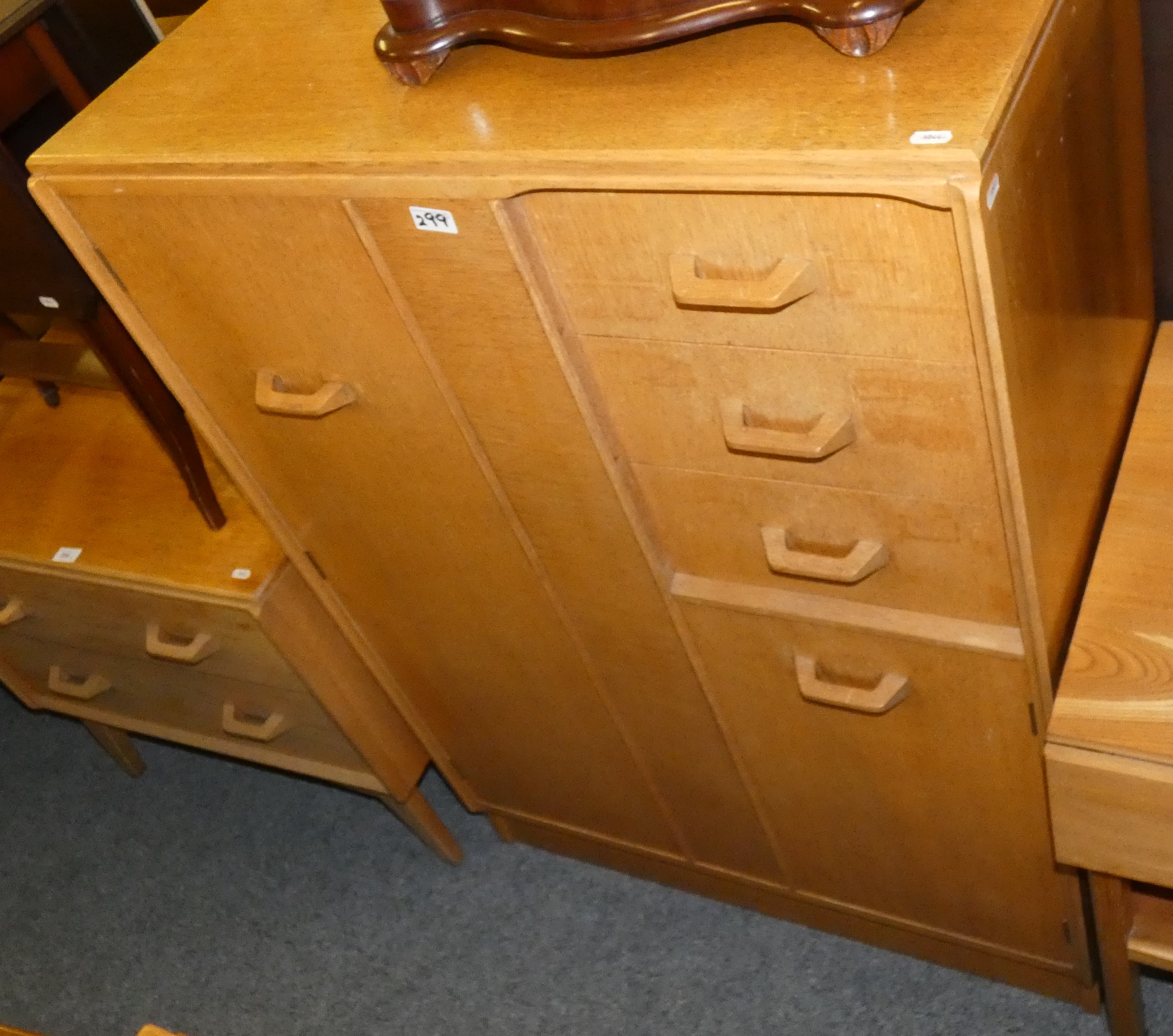 A G-Plan 1960's style light oak tall boy comprising, left side hanging space nest to 3 drawers - Image 3 of 3