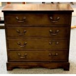 A mahogany 4 drawer chest 77 x 75 x 32 cm, together with a white 2 drawer bedside chest, a pair of