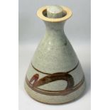 David Firth (b.1943), a stoneware flask with stopper, of conical form with flared rim, c.1996,