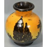 Juan Massier (1844 - 1917), a small free painted globular vase, signed 'J. Massier' to the body,