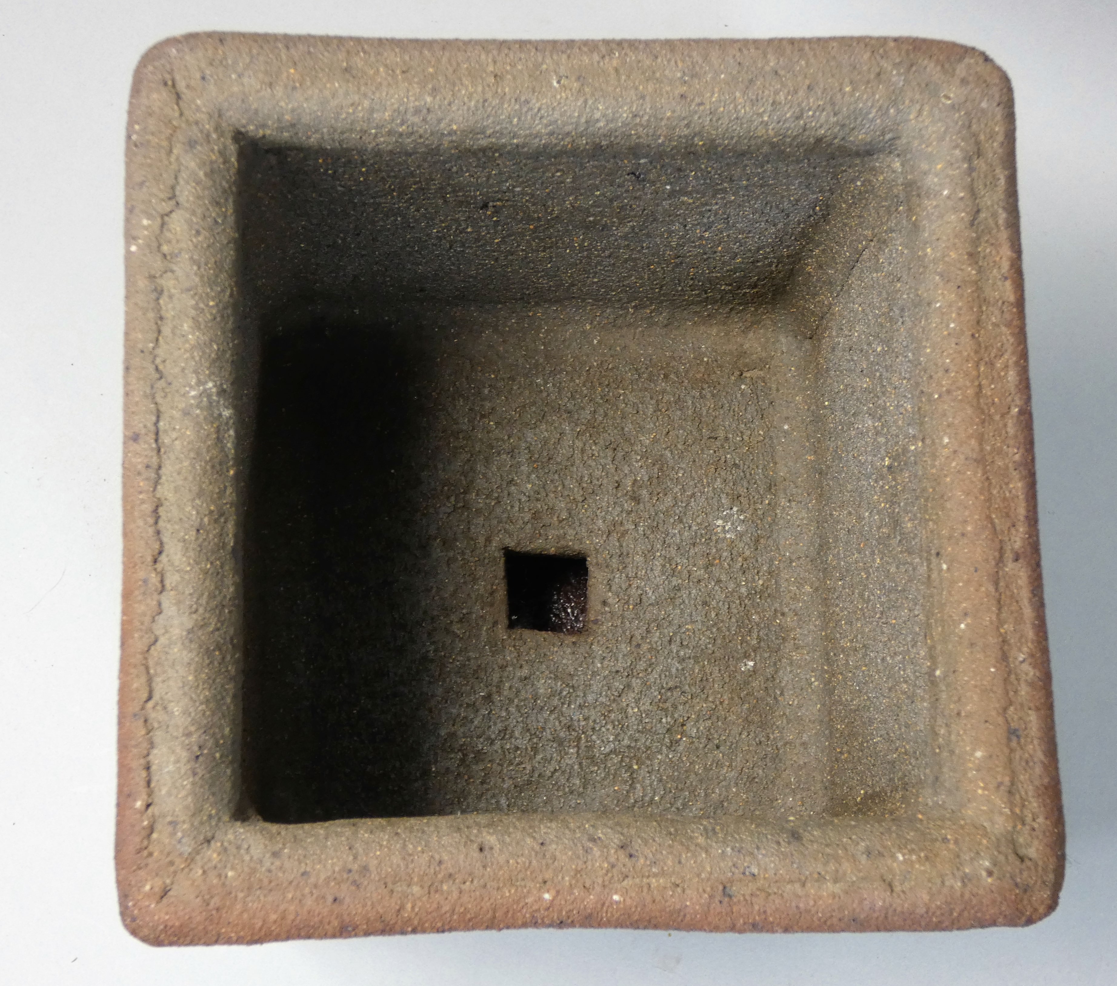 A stoneware planter with water reservoir, of square form with applied decoration, height 15cm. - Image 3 of 3