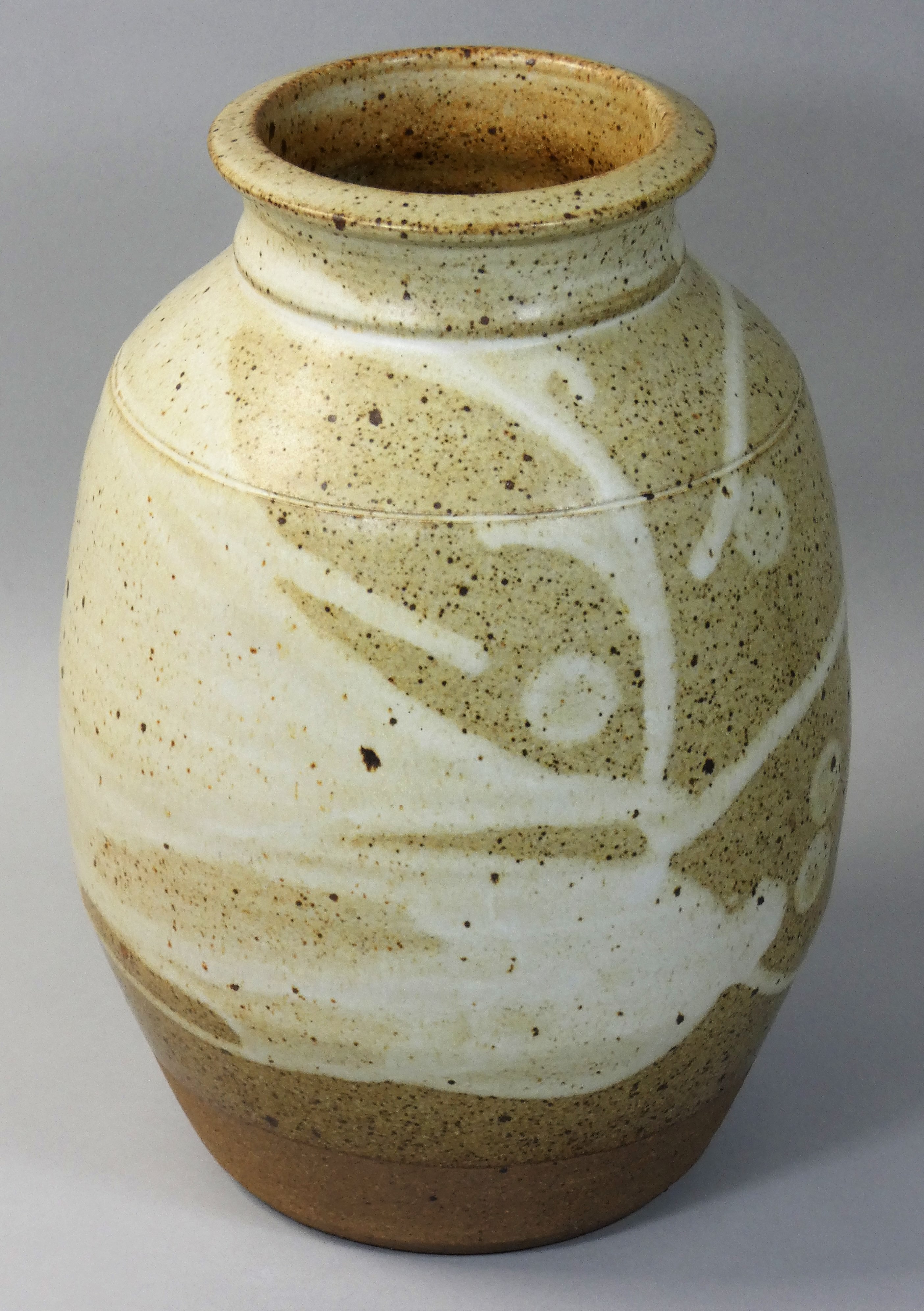 Mick Casson (1925 - 2003), a stoneware vase, with oatmeal glaze, c.1980, height 25cm.