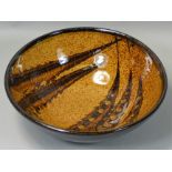 Peter Dick (1936 - 2012), an earthenware bowl for Coxwold Pottery, abstract barnacle pattern to