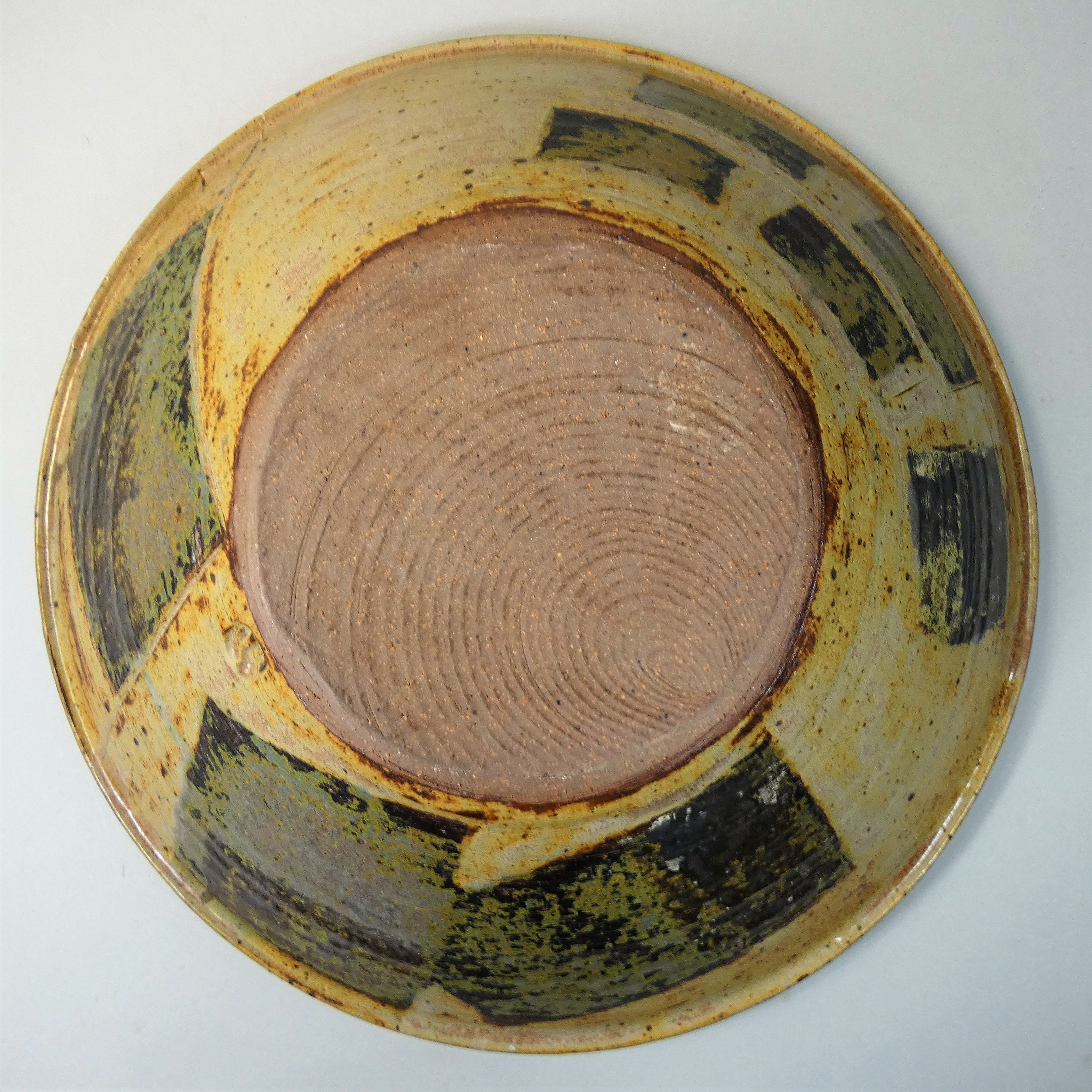 Charles Bound (b.1939), a large stoneware dish with abstract geometric pattern, purchased from the - Image 3 of 4