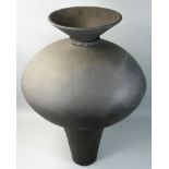 Diane Cross (British contemporary), an exceptionally large grey vase of baluster form,