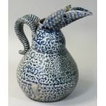 Mark Smith (c.2000), a blue salt glaze jug with long spout, impressed mark, height 22cm.