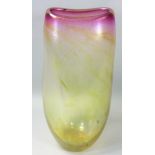 Nick Orsler, a contemporary studio glass vase with purple elliptical rim, etched signature to the