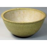 David Lloyd Jones (1928 - 1994), a large stoneware bowl, oatmeal glaze, impressed early mark,