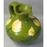 An Austrian amphora or jug by R.S.K., with painted tulip decoration on a green ground, No. 3855,