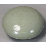 David Leach OBE (1911 - 2005), a stoneware lidded container, with pale blue celadon glaze and