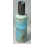 Nick Booth, a cylindrical vase with slim copper neck, impressed marks, height 27cm.