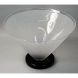 Simon Moore (b.1959), a large opaque glass bowl of tapered circular form, on a black pedestal