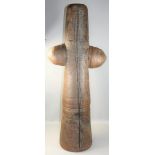 Charles Bound (b.1939), a large stoneware work of art in the form of a totem, with incised