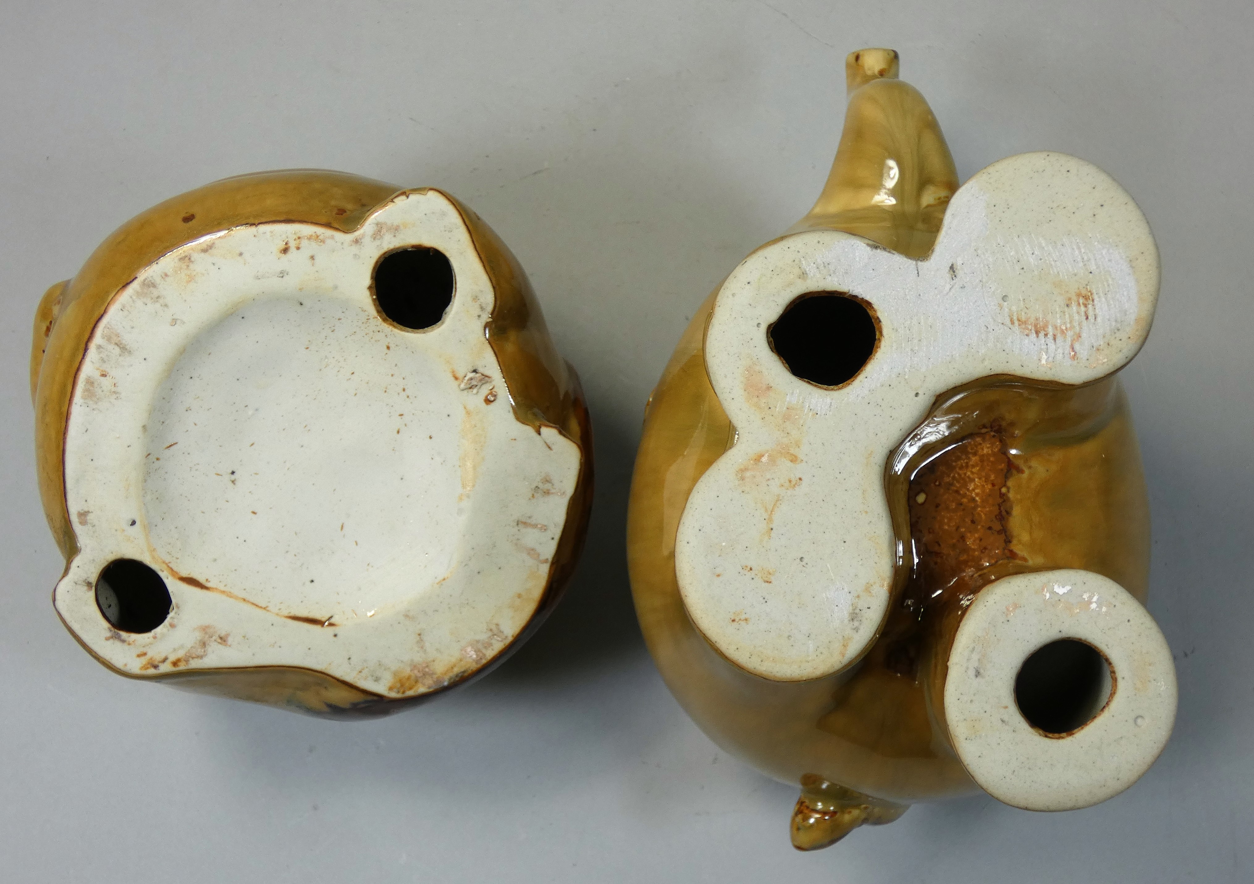 A studio pottery glazed model of a comical cross-eyed overweight cat, height 12cm, together with - Image 3 of 3