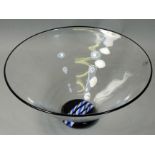 Charlie Meaker (1946 - 2011), an Art Deco glass bowl of tapered circular form, on a black pedestal