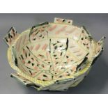 Carol McNichol (b.1943), an unusual bowl with interwoven rectangles, signed to the base, diameter