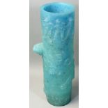 Tessa Clegg (b.1946) and Liz Crowley, an elongated 'storytelling' cylindrical vase, frosted glass