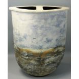 Peter Clough (b.1944), a large grogged porcelain form vase 'Wide Moor', decorated with a