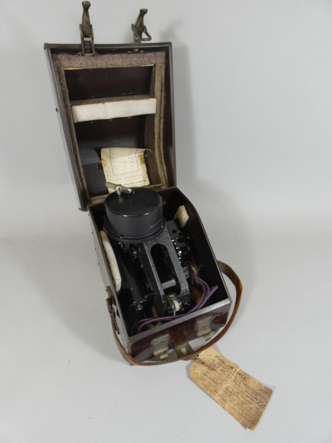 Of Royal Air Force interest; a mahogany cased bubble sextant, model MK.IX, serial No. 3478/44,
