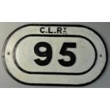 A cast iron bridge plate 'C.L.R.Y' 95 (Cheshire Lines Railway).