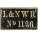 A brass tender plate "L & N.W.R No. 1136".