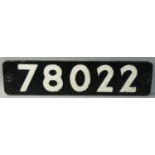 A cast iron smoke box number (Replica) '78022'.