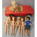 Seven Cindy dolls including pregnant Judith, together with boxed 'Cindy's Own Car' (2).