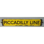 A single sided enamel destination board sign 'Piccadilly Line', 10 x 64 cm.