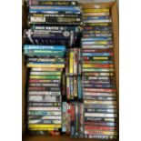 Approximately seventy ZX Spectrum cassette tape games in small and large cases, software houses to