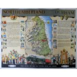 A large 1960 BR(NER) quad royal pictorial and map 'Northhumberland and Durham'.