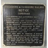 A cast iron Lancashire & Yorkshire Railway goods yard instruction sign, 57 x 56 cm.