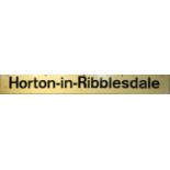 A wooden running in board 'Horton in Ribblesdale', 21 x 168 cm.